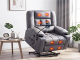Artiss Power Lift Recliner Chair Massage and Heat for Elderly, Electric Sofa Reclining Chair RECLINER-A23-PU-GY-AB