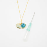 Gift Box - Aroma Necklace 925 Silver, Gold coated - Green Shell Ocean Breeze Purify V760-GBAJ - 13
