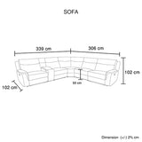 Large Sectional Corner Modular Lounge Suite in Fabric with Electric Recliner V43-SOF-HRLEY-GP