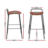 2x Artiss Bar Stools Kitchen Counter Stools Metal Brown BA-BB-9083T-BR
