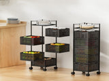 Artiss Storage Trolley Kitchen Cart 5 Tiers Storage Rack Black STR-5T-ROT-BK