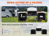 Camping Kitchen Table, Folding Outdoor Cooking Table with Storage Carrying Bag, Aluminum Cook V952-DFBKYDCFHSHSBD243V0
