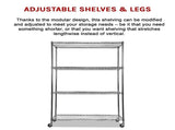 Modular Wire Storage 120x60cm Steel Shelving Chrome With Wheels For Garage Warehouse Or Kitchen V63-841341