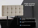 Linen Fabric Single Bed Deluxe Headboard Bedhead - Beige V63-821373