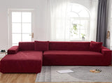 Waterproof sofa cover - Wine red jacquard leaf pattern - For 4-seater sofa V1188-MS101-00929-1