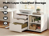 Artiss 3 Drawer Mobile Filing Cabinet Printer Stand Cabinet Home Office Storage White FURNI-Q-FC-3D-WH