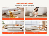 Storage Ottoman Bench, Button-Tufted End of Bed Bench with Side Bags, Flip-up Upholstered Storage V952-BYWSZYXTK404XZWNY001V0