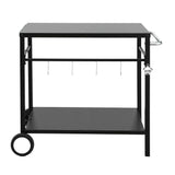 Weisshorn BBQ Camp Party Table, Garden Backyard Outdoor Cart Stainless Steel Prep Table Mobile XFEL-TABLE-2SHE-BK
