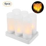 6 PCS Rechargeable Flameless Candles Realistic Flickering Yellow LED Cordless Tealight Candles with V1294-YM0901-H37358US-6