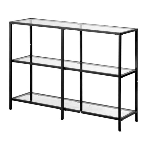 VEVOR 3-Tier Glass Console Table, Modern Rectangle Sofa Side Table with Tempered Glass Top and Iron V952-JSXGZ40YCHSB5940M001V0