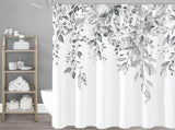 Light Grey Eucalyptus Shower Curtain, Watercolor Gray Leaves on The Top Plant with Floral Bathroom V1192-AZ-W-15352