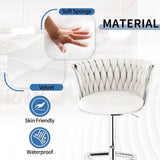 SERENIT Modern Silver Swivel Upholstered Velvet Adjustable Height Counter Stool with Metal Frame V255-GP2217R-WHITE