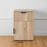 PORTO BEDSIDE TABLE - NATURAL OAK - SLIM - PULL BLACK V164-ECS13STB03B