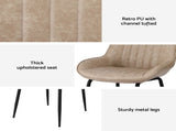 Artiss 4x Dining Chairs Retro PU Leather Kitchen Lounge Cafe Accent Chair Khaki DINC-K-2602-BRX4