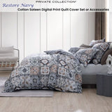 Private Collection Restore Navy Cotton Sateen Digital Print Quilt Cover Set King V442-LED-QUILTCS-RESTORE-NAVY-KI