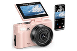 5K Digital Camera with 180-degree Flip Screen Vlogging Camera for YouTube -Pink V1263-JX-7686