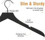 TOPIA HANGER Wooden Hangers 20 Pack, Rubber Wood Clothes Hangers with Rotatable Black Hook and V1258-DP02-F-237
