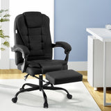 Artiss Office Chair Executive Fabric Seat Racing Computer Desk Chairs Footrest OCHAIR-L-1109SJ-BK