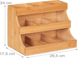 9-Compartment Bamboo Coffee and Tea Organizer for Cups, Pods and Sachets, 24 x 26.5 x 17.5 cm V1188-MS-731-054