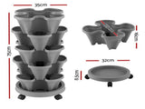 Green Fingers Raised Garden Bed 5 Tier Vertical Garden Grey Strawberry Stackable Planters Herbs GARDEN-PLASTIC-25L-GR