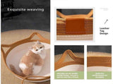 Basket for Cats with Durable Cotton Rope Weave, Handwoven Foldable Round Pet Bed with Teasing Ball, V1366-AZ2-W-11538