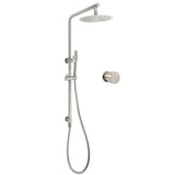 Brushed Nickel 2in1 Shower Set Sliding Rail Arm 8" Round Head Metal Handheld Hot Cold Mixer Valve V1233-S4902BNSS019CBNKSR108NKC1292BN