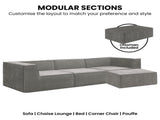 Sarantino Novi 3-Seater Modular Sofa with Ottoman in Grey Non-Slip Bottom Lounge SOFA-MLM-232-GY