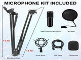 USB Microphone,PC Podcast Microphone Kit with Arm Stand,Professional Condenser Mic for Recording V1369-AZ3-W-22408