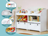 Keezi 3 Tiers Kids Bookshelf Storage Children Bookcase Toy Box Organiser Display White FUNKI-K-TO-3058-B-WH