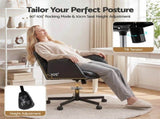 Artiss Cross Legged Office Chair PU Leather Swivel Vanity Chair Wide Seat Adjustable Arms Black OCHAIR-L-2021-BK