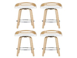Artiss 4x Bar Stools Swivel Dining Chairs Low Back Counter Seat PU Cushion BA-TW-8566-WHX4-AB