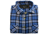 Mens Half Placket Flannelette Long Sleeve Pullover Shirt 100% Cotton Check Authentic Flannel V563-FS-HP18-BKPURPLE99-S