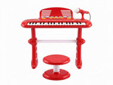 Keezi Kids Piano Keyboard 37 Keys Electronic Musical Instrument Set w/ Stool Microphone KPK-37-RD