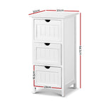 Artiss Bedside Table Bathroom Storage Cabinet 3 Drawers White ST-CAB-3D-WH