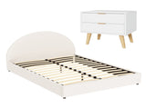 Artiss Queen Bed Frame Bedside Table Set Gas Lift Storage Base with Boucle Fabric Upholstered BFRAME-SET-ELLA-BS-03