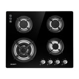 Devanti Gas Cooktop 60cm 4 Burner Black CT-GAS-4BTB-BK