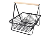 Countertop Fruit Basket Large Capacity Portable Modern Metal Rectangle Basket with Wooden Handle for V1294-YM0901-3111240060011