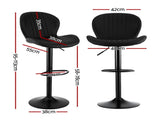 Artiss 4x Bar Stools Kitchen Swivel Gas Lift Counter Chair Shell Leather Black BA-KJ-5681-BKX4