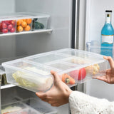 Divided Veggie Tray With Lid, Salad Bar Containers For Fridge Organizer, 5 Compartment Snack Box V1366-AZ2-W-12605
