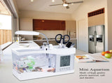 Multifunctional USB Rechargeable Mini Fish Tank Aquarium with Clock Function LED Light White V1294-YM0727-JY05831-01