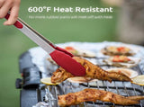 600F Heat Resistant 7/9/12 inches Silicone Cooking Tongs with Non Stick Rubber Tips and V1258-DP02-C-379