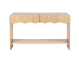Artiss 2-Drawer Console Table, Scalloped Entryway Table with Safe Rounded Corners, 100 x 31 x 80 cm FUR-Z-CST-04-WD