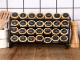 CARLA HOME 24 Glass Spice Jars with Bamboo Lids, Shaker Tops, 180 Spice Labels, White Pen & Funnel V178-36269