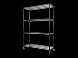 Modular Wire Storage 90x45cm Steel Shelving Black With Wheels For Garage Warehouse Or Kitchen V63-841451