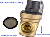 RV Water Pressure Regulator Valve, Adjustable Water Pressure Reducer with Gauge and Inlet Screen V1258-DP02-C-2439