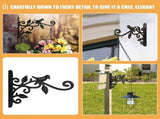 Heavy Duty Black Metal Hanging Planter Bracket Wall Hook for Outdoor Garden, Patio Plant Hanger V1192-AZ-W-22429