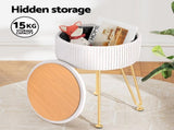 Artiss Ottoman Storage Foot Stool Vanity Velvet Round White FS-B-ST03-VEL-WH