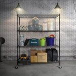 Modular Wire Storage Shelf 1500 x 450 x 1920mm Steel Shelving with Wheels V63-841201