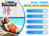 Pool Racks with Shelf Outdoor Pool Decor Wall Mount Hooks Holder with 8 Hooks V1369-AZ3-W-08290