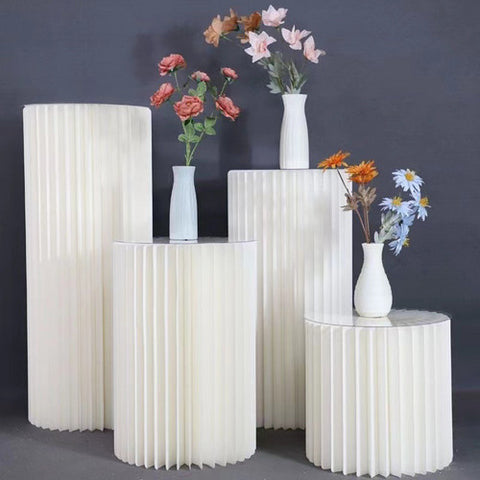 4 Hard Carboard Display Stand Round Plinth Cylinder Pedestal Wedding Flower V201-SUN0004WH8AU